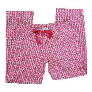 Vineyard Vines Christmas Pajama Pants Seahorse Santa hats Pink Women XXS